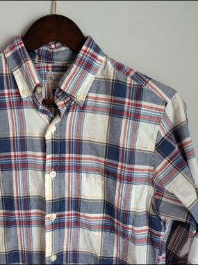 J.Crew Men's XS Summer Plaid Button Down Shirt Blue Red White Cotton 40732